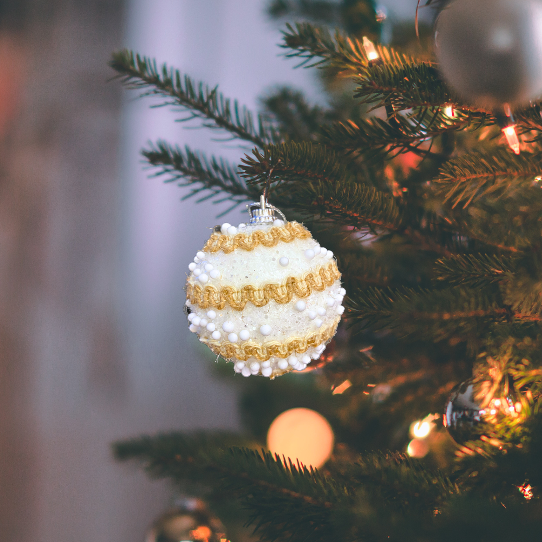 Christmas Tree Ornaments Vintage Snow Balls - Set of 2