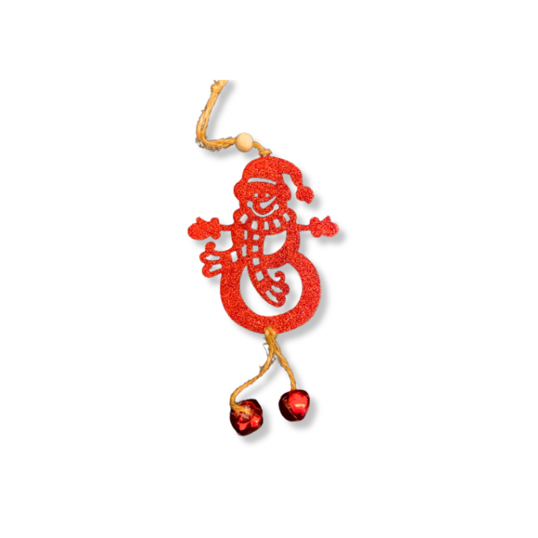 Christmas Tree Ornaments - Glitter Red Snowman Hanging Decoration - 1PC