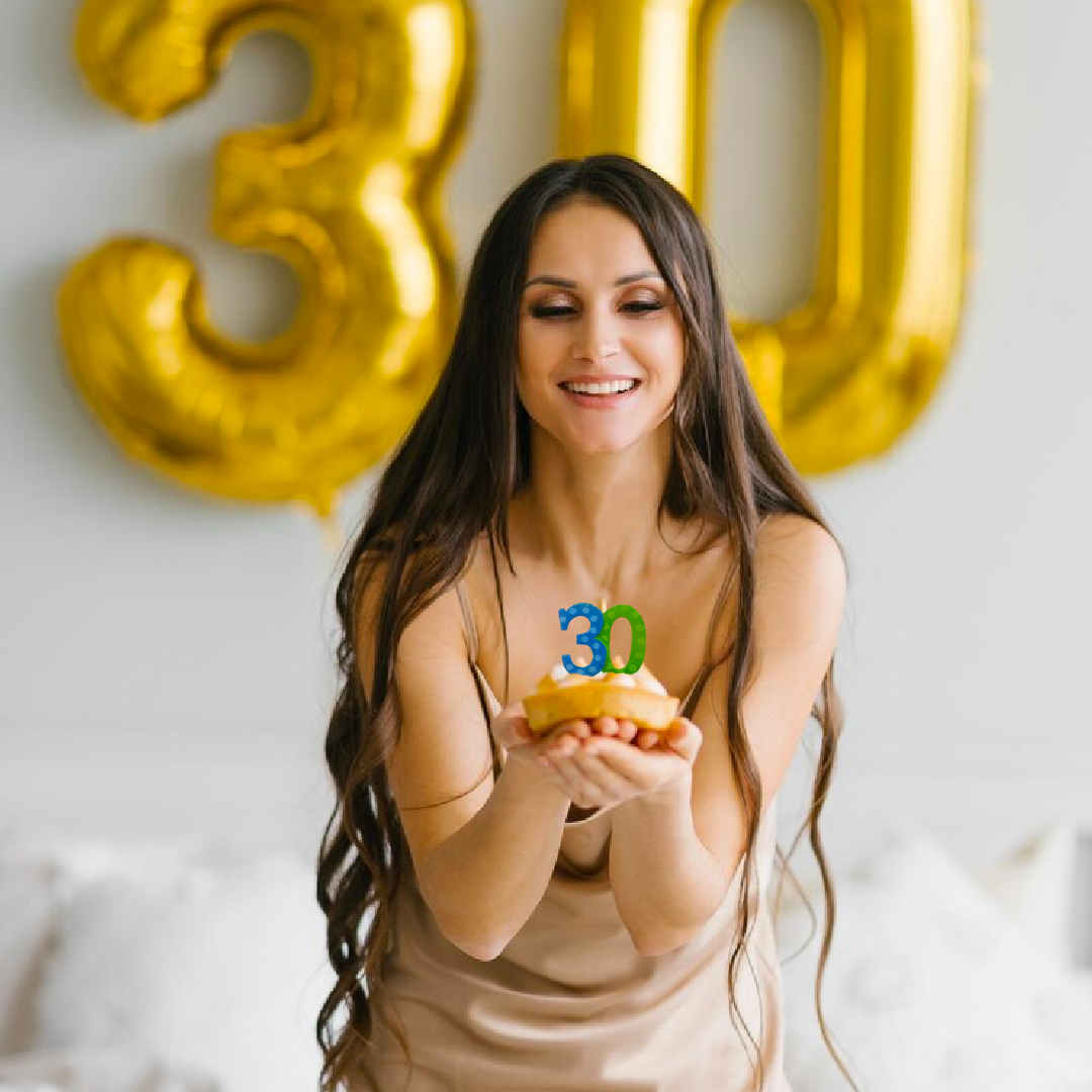 Number 30 Blue & Green Candle - 1PC