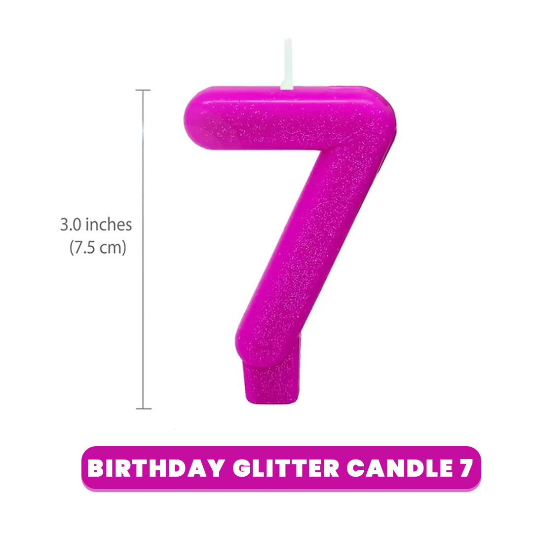 Purple Glitter Number 7 Birthday Candle - 1PC