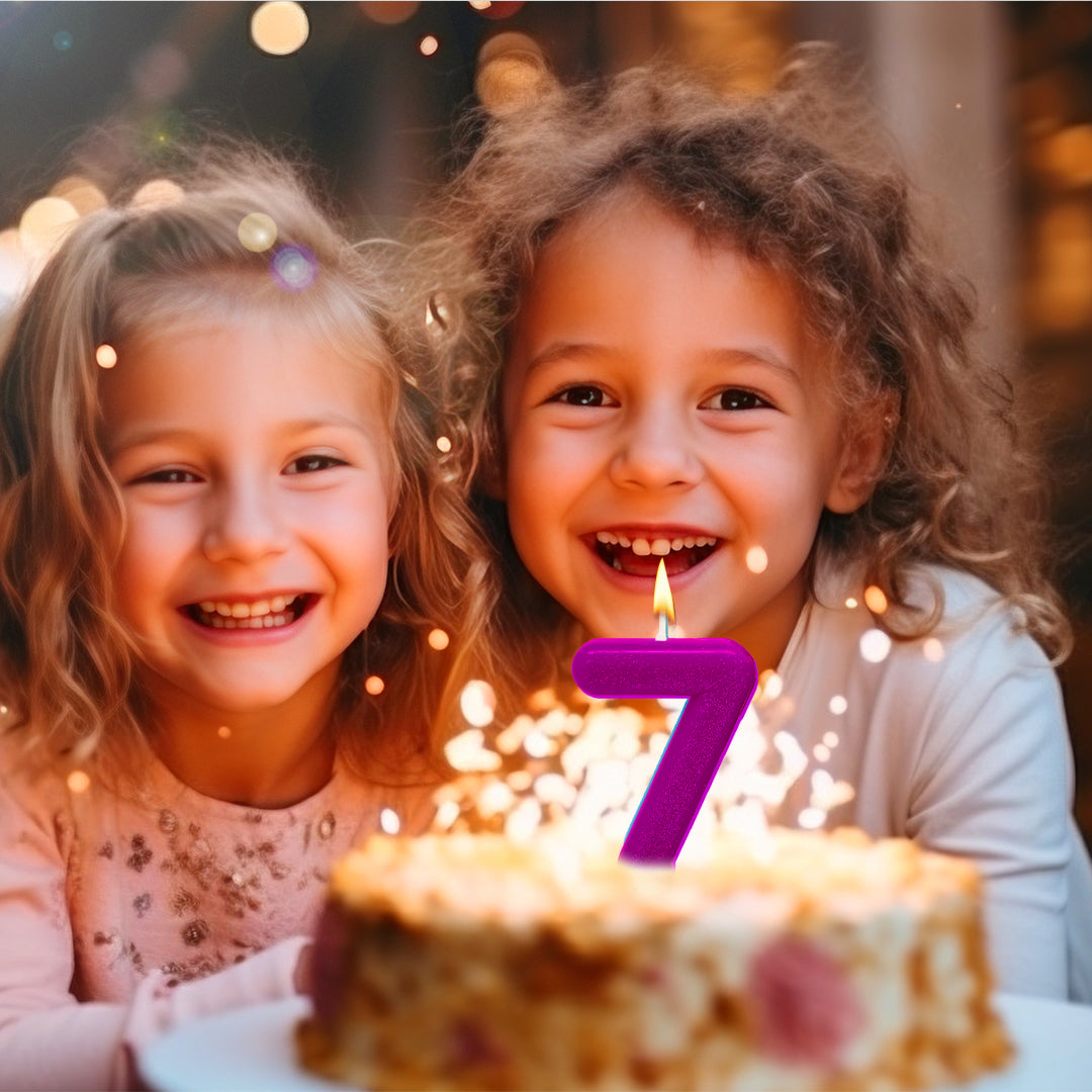 Purple Glitter Number 7 Birthday Candle - 1PC