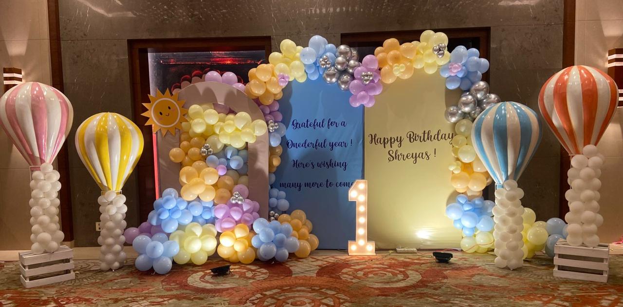 Parachute Theme 1st Birthday Backdrop Set Up