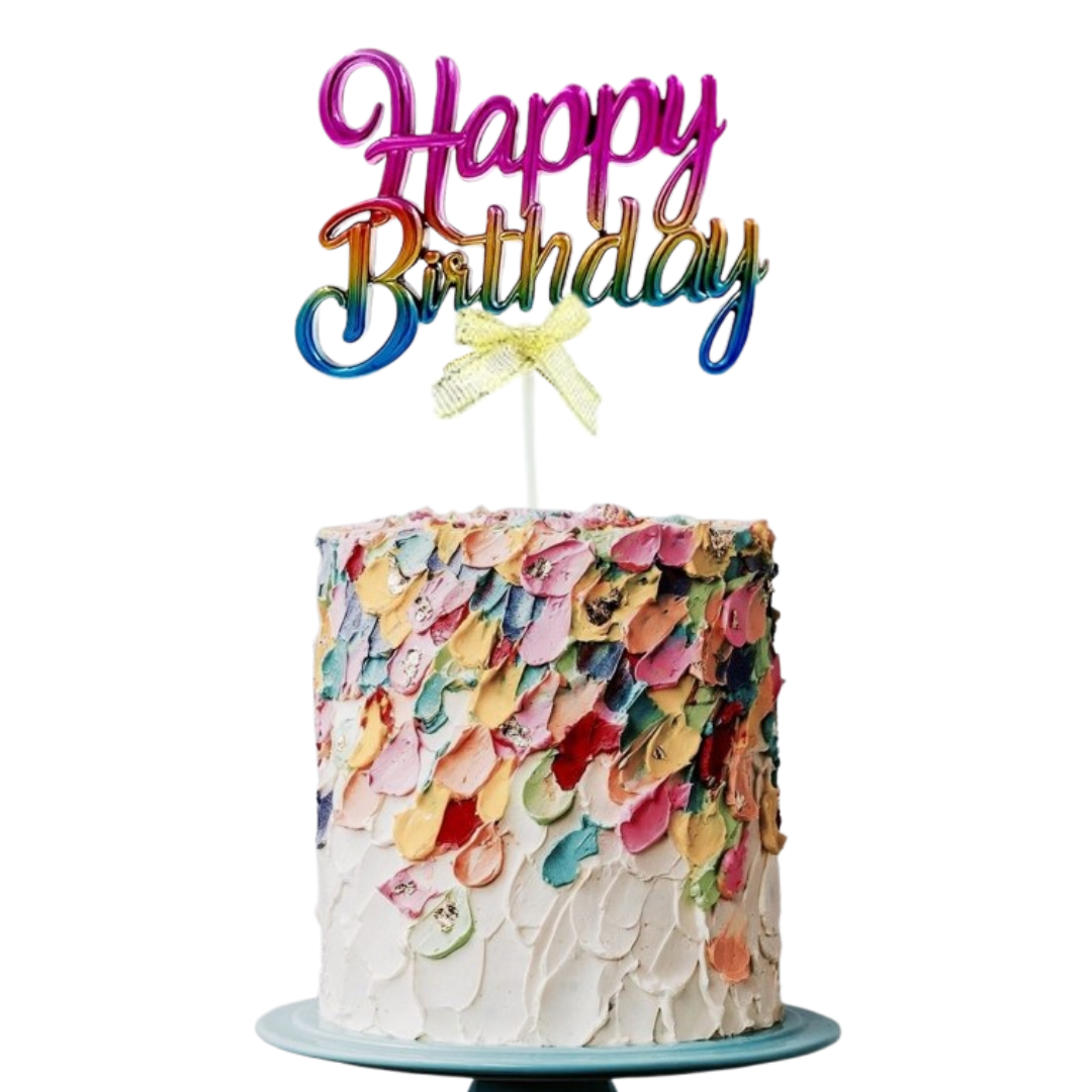 Happy Birthday Rainbow Color Cake Topper - 1PC