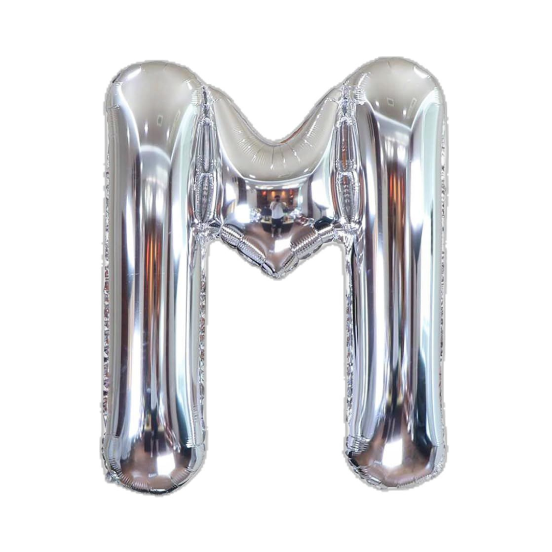 Letter M Silver Foil Balloon - 16 inches - Air Filled - 1PC