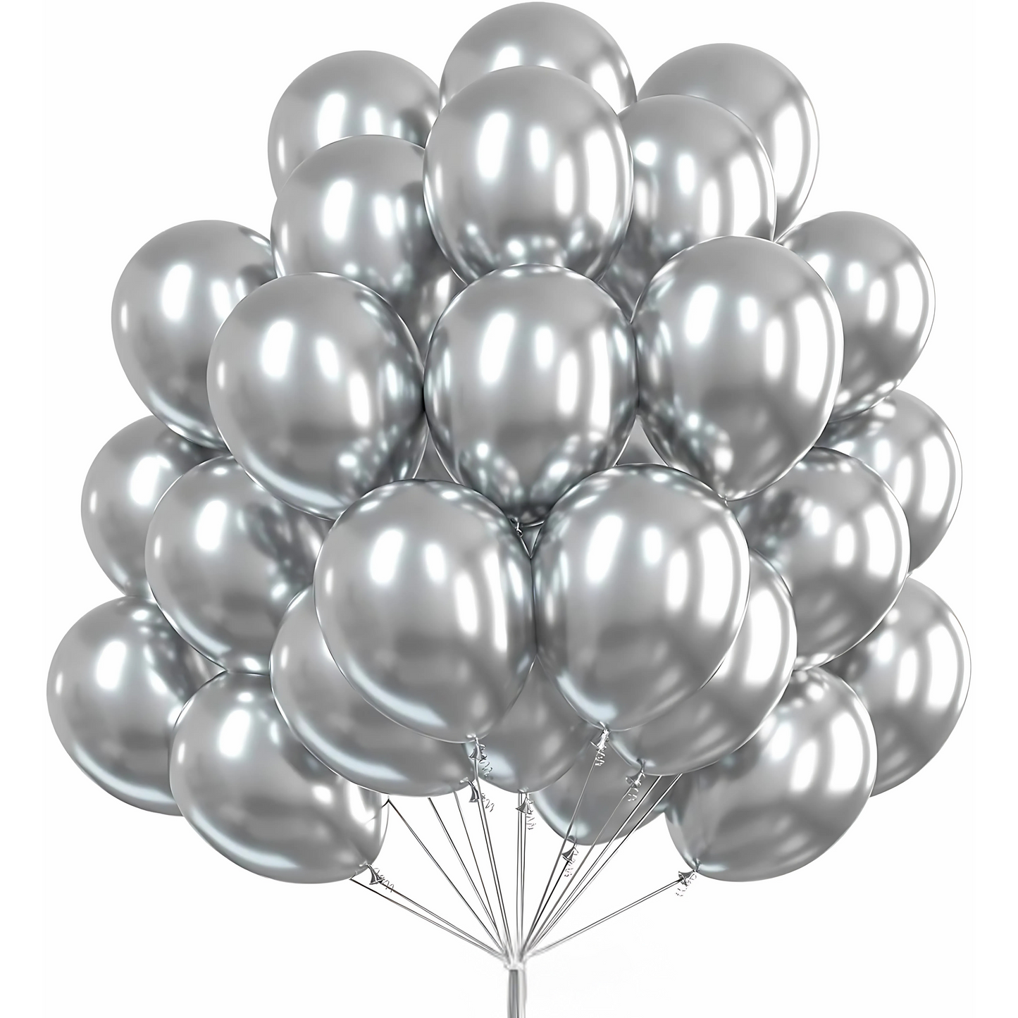 9" Chrome Silver Balloons - 50PC