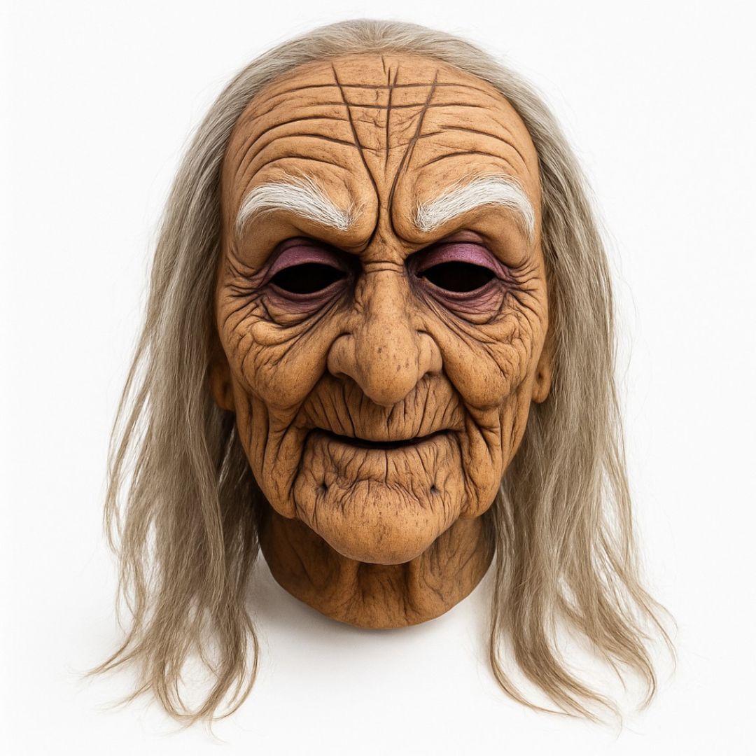 Realistic Old Woman Latex Halloween Mask - 1PC