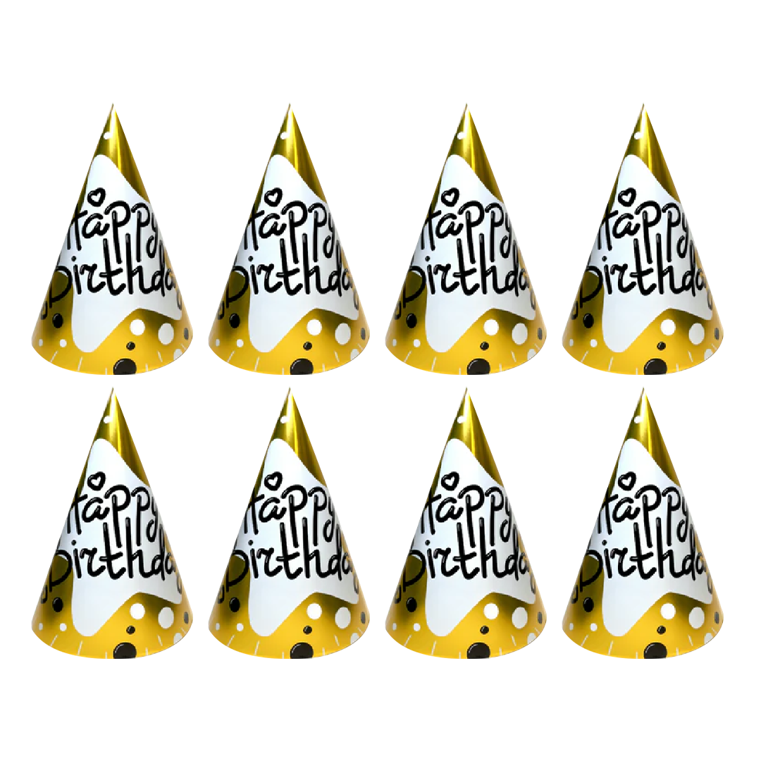Happy Birthday Golden Hats - 8PC