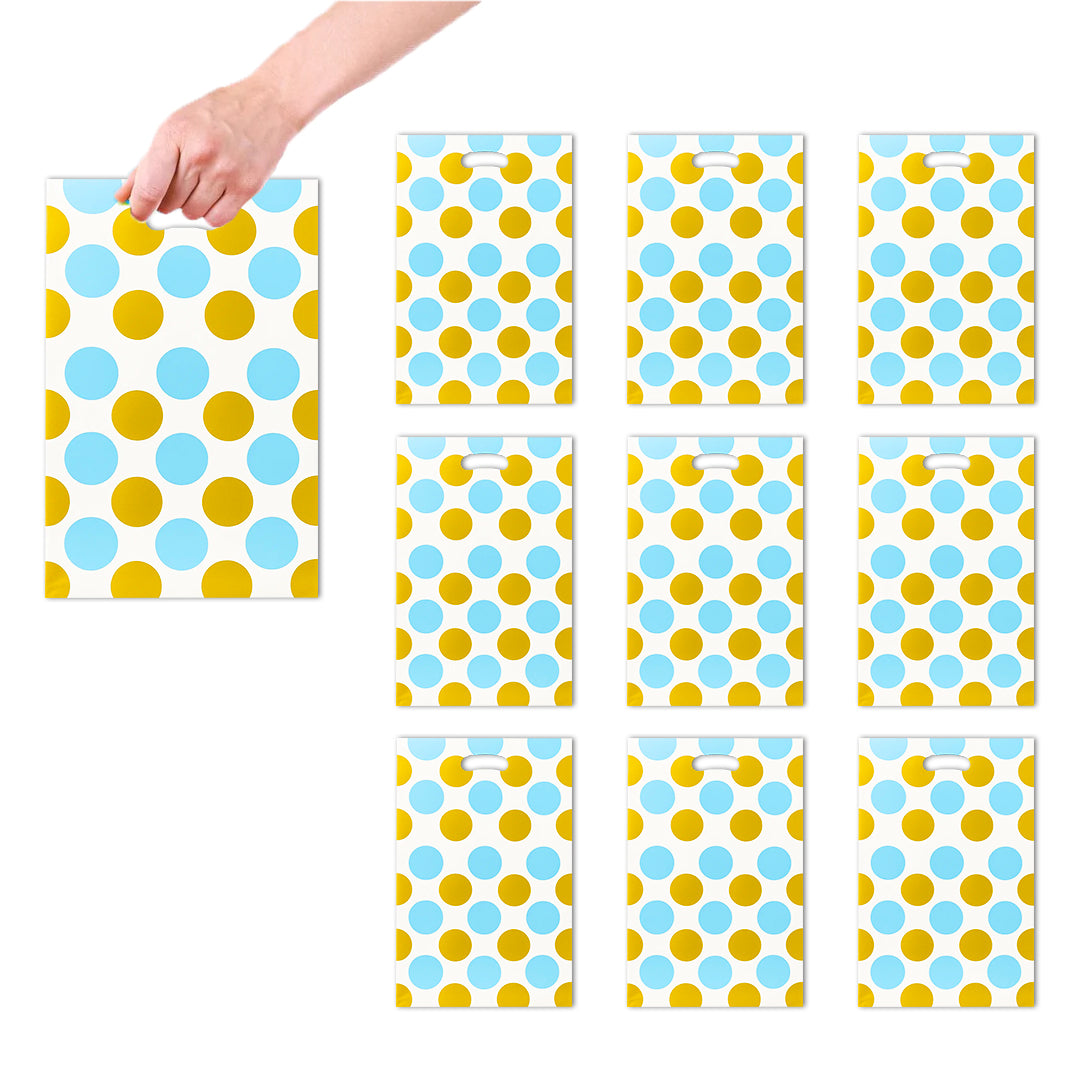 Blue Large Polka Dot Loot Bags - 10PC