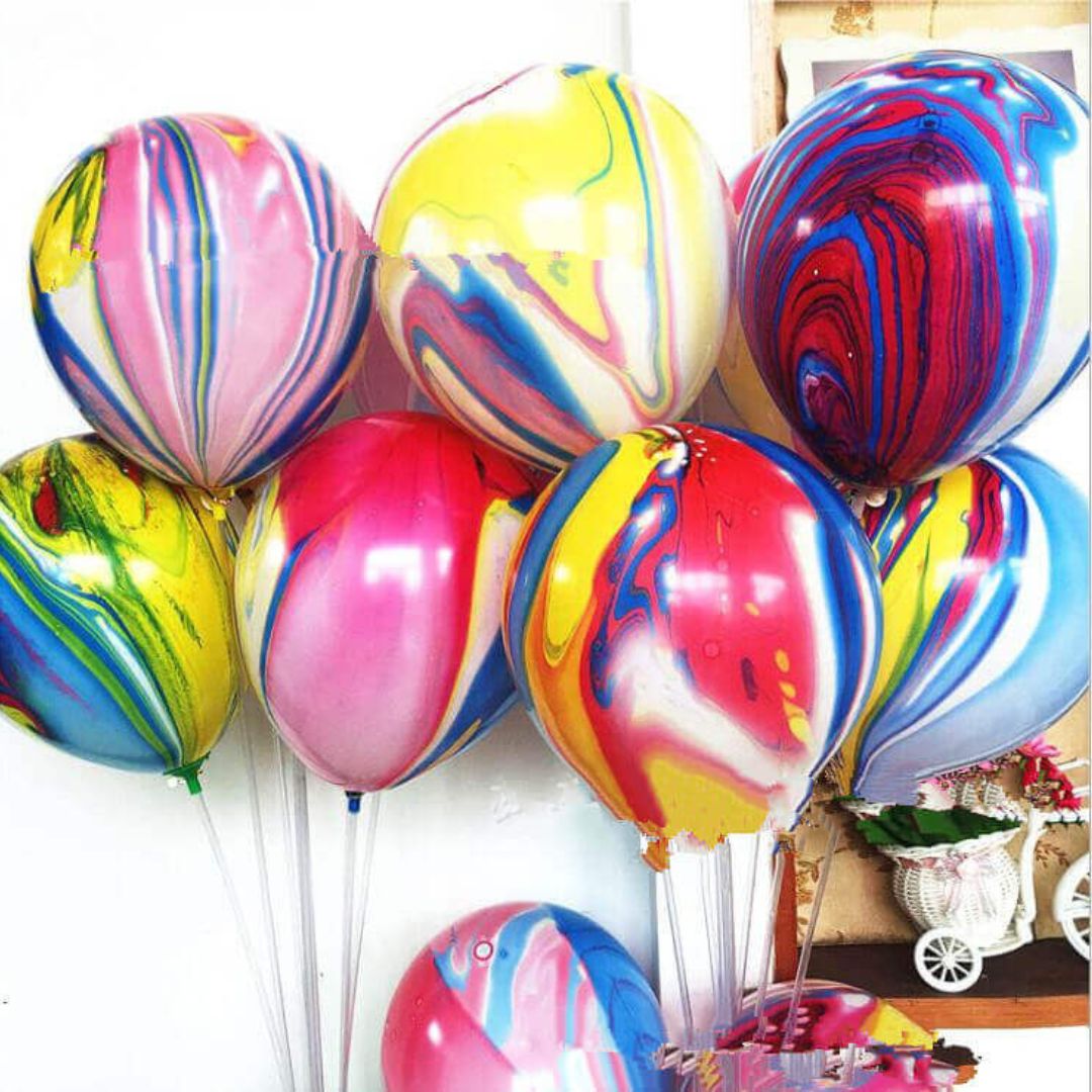 12" Marble Print Multicolor Balloon