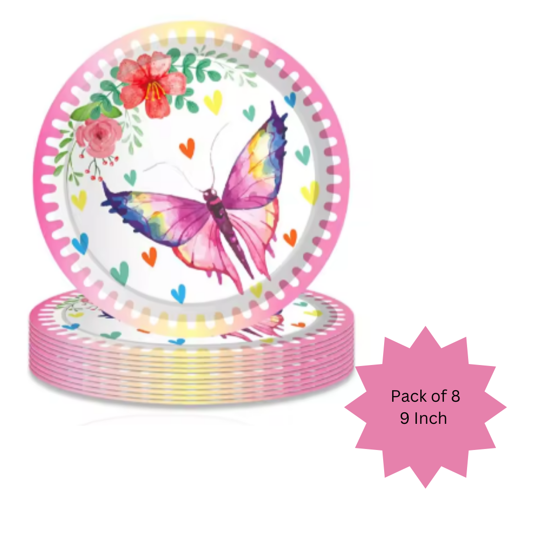 Butterfly Theme Paper Plates -Pack of 8 9"