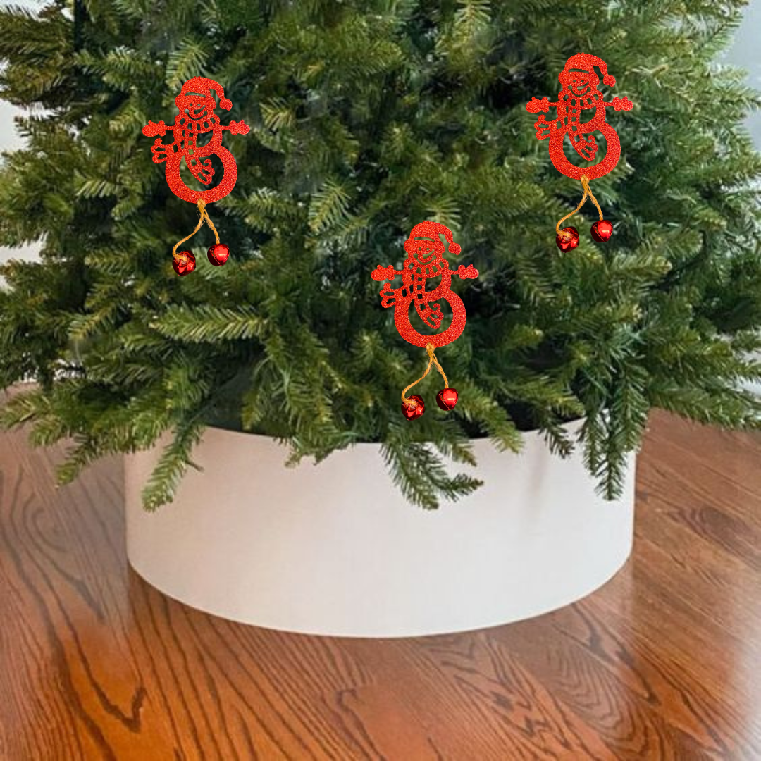 Christmas Tree Ornaments - Glitter Red Snowman Hanging Decoration - 1PC
