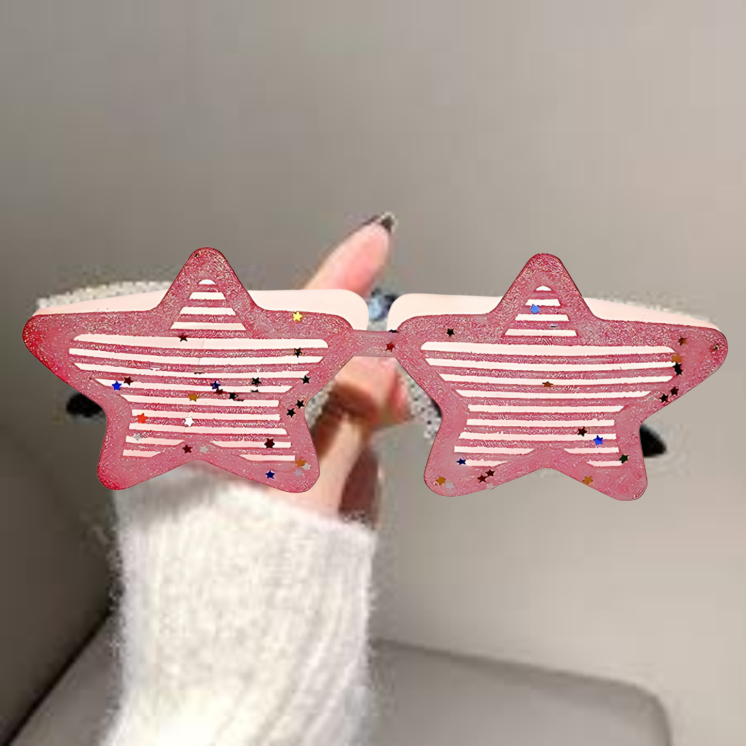 Neon Pink Glitter Star Shaped Shades - 1PC