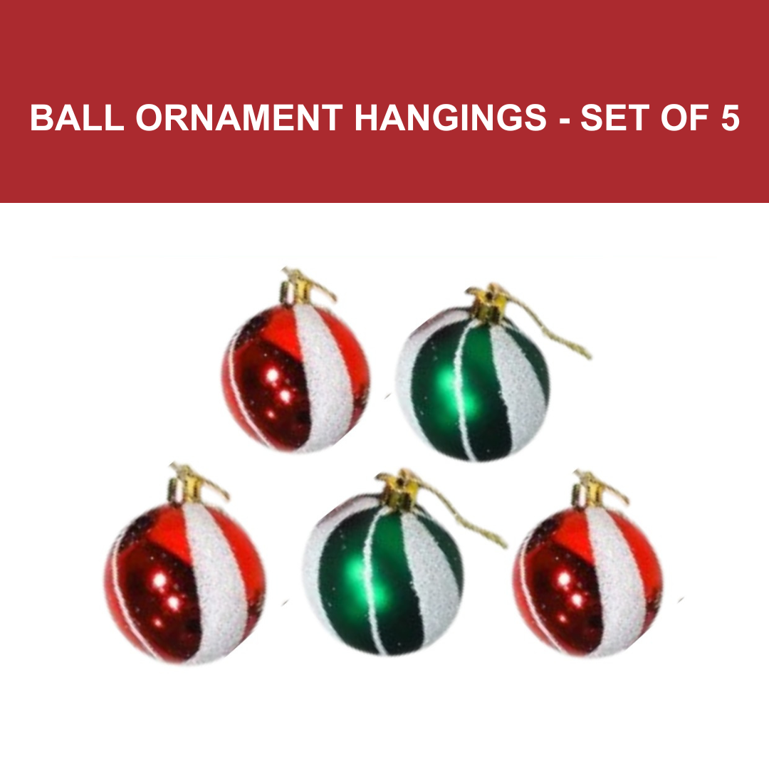 Christmas Glossy Balls for Xmas Tree Hanging Decoration - 5PC