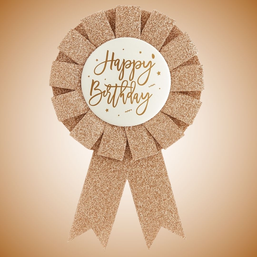 Happy Birtday Rose Gold Award Ribbon - 1PC