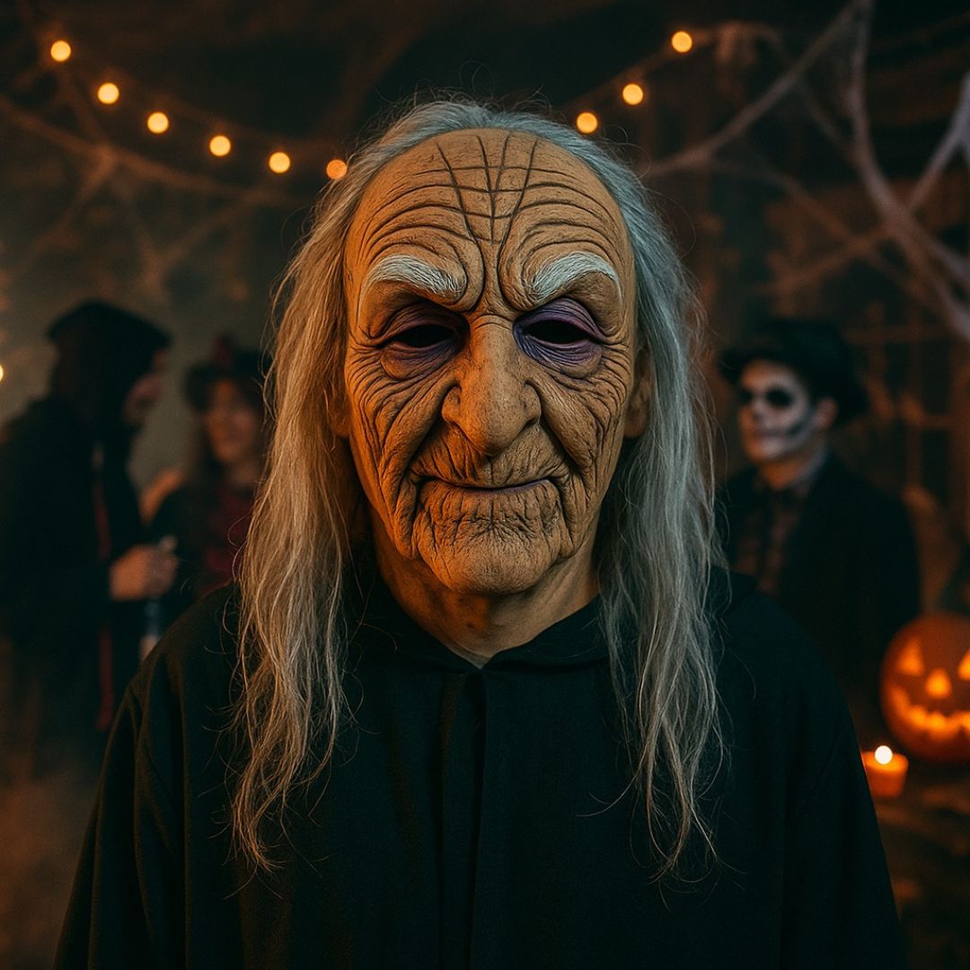 Realistic Old Woman Latex Halloween Mask - 1PC