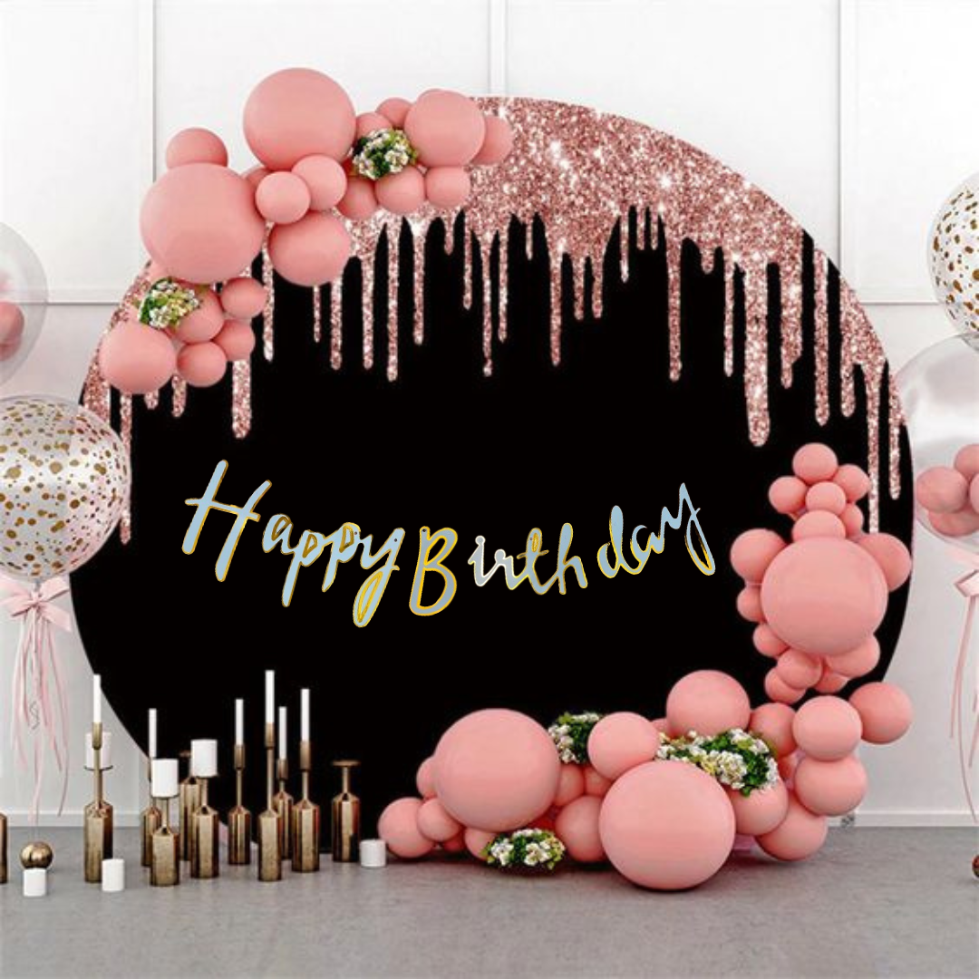 Happy Birthday Cursive Banner Blue & Gold -6 FT