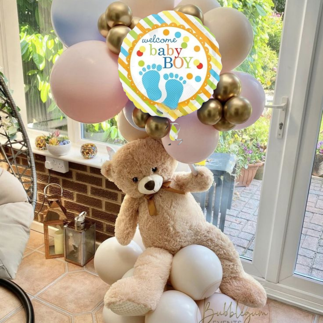 It's a Boy Round Polka Dot Feet Blue 18"