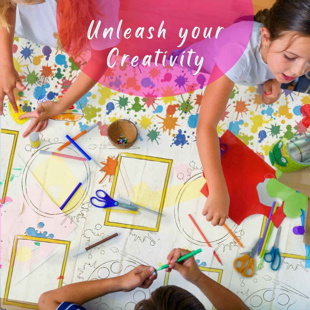 Paint & Art Theme Tablecover for Kids - 54 Inches X 96 inches - 1PC