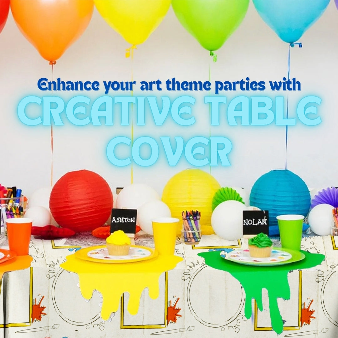 Paint & Art Theme Tablecover for Kids - 54 Inches X 96 inches - 1PC