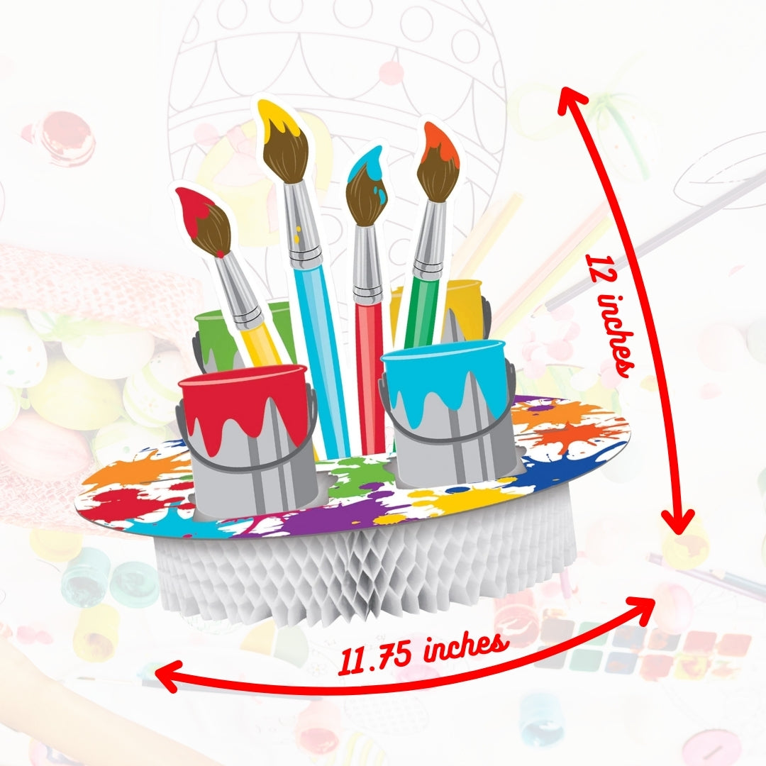 Art Theme Honeycomb Centerpriece w/ Paint Brushes - 1PC