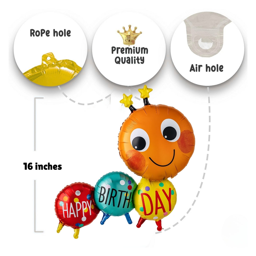 Caterpillar Shaped Foil Balloon - Air Filled - 1PC