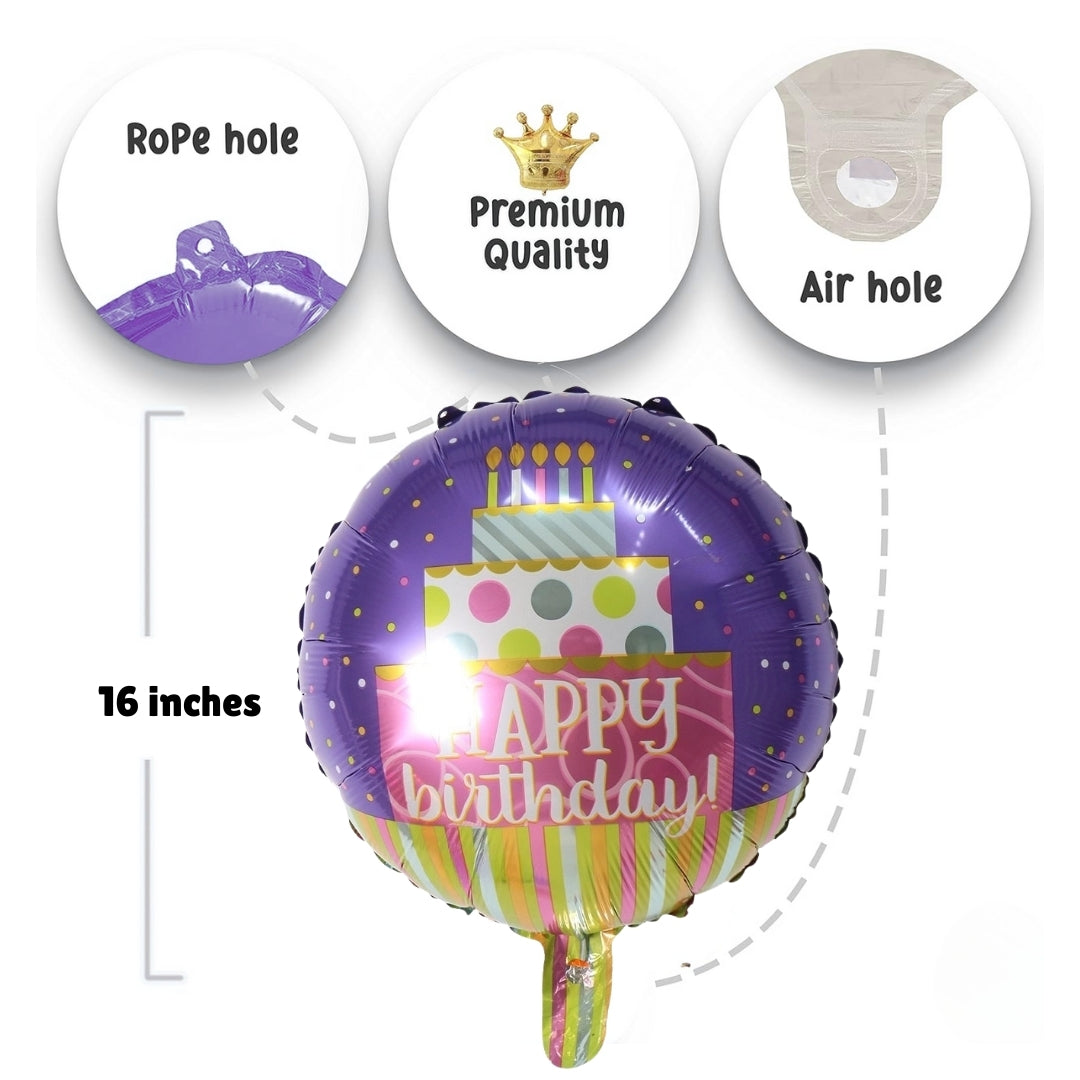 Happy Birthday Foil Balloon w/ Swirl - Helium Quality - 18 inches - 1PC