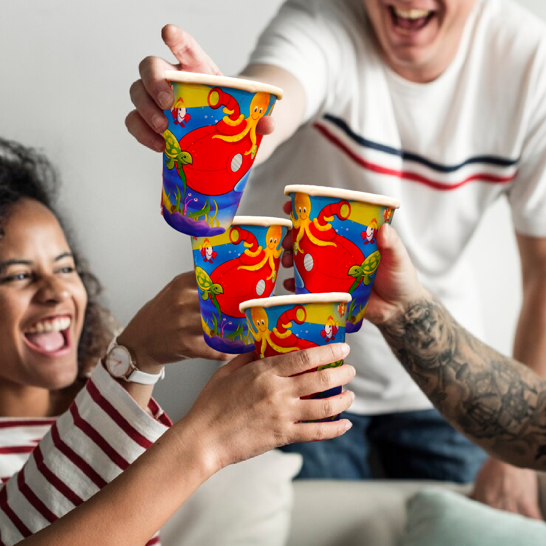 Underwater Theme Party Paper Cups - 270ML - 8PC