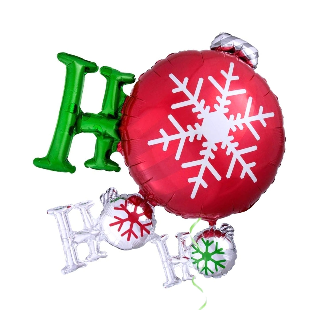 Christmas HO HO HO Metallic Foil Balloon - Air Filled or Helium Quality - 35 inches - 1PC