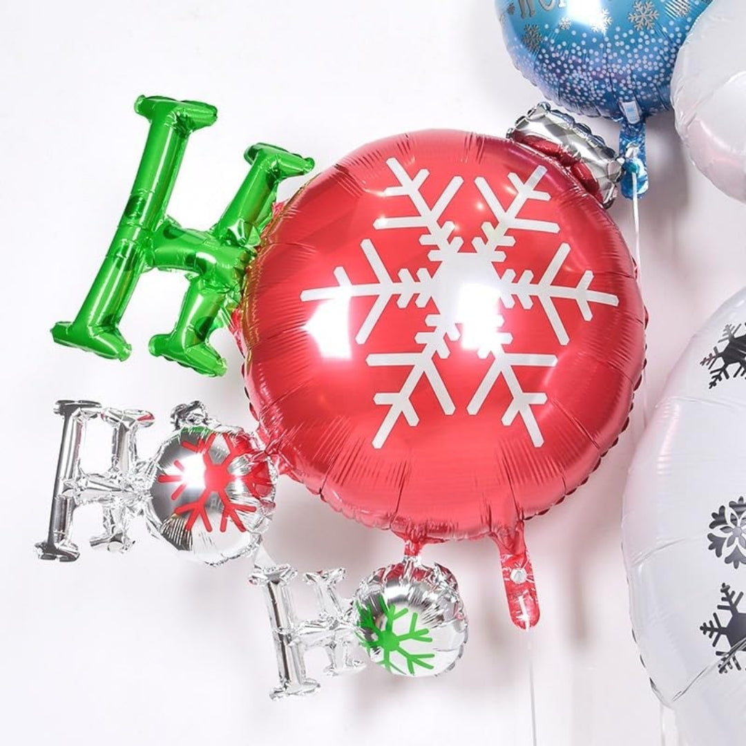 Christmas HO HO HO Metallic Foil Balloon - Air Filled or Helium Quality - 35 inches - 1PC