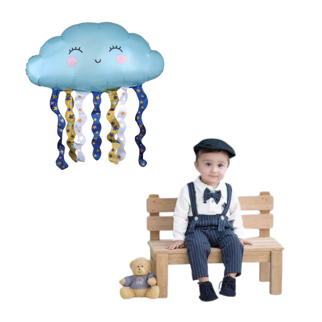 Cloud Shaped Balloon with Twinkling Star Prints - 30 inches - 1PC