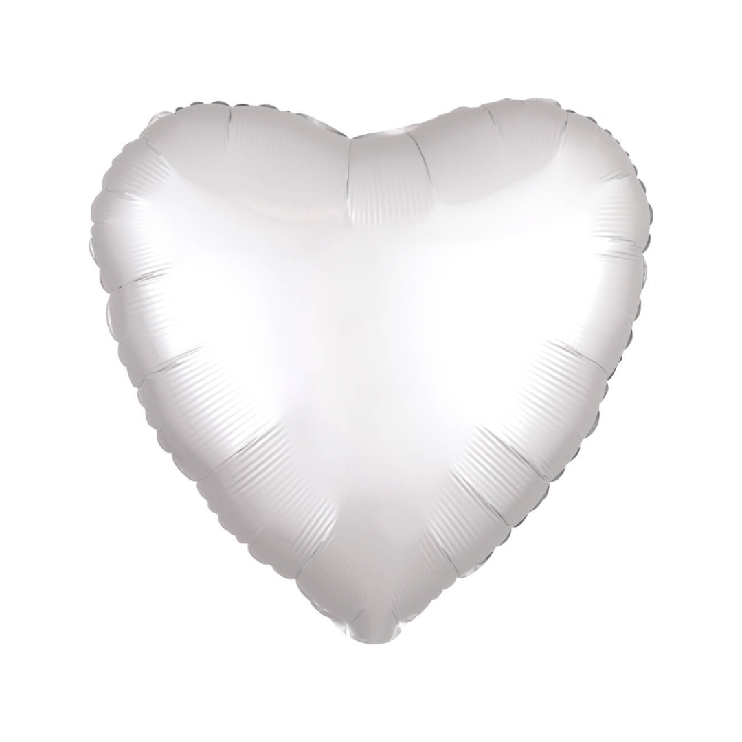 White Matte Finish Heart Shaped Balloon - Helium Quality - 18 inches - 1PC