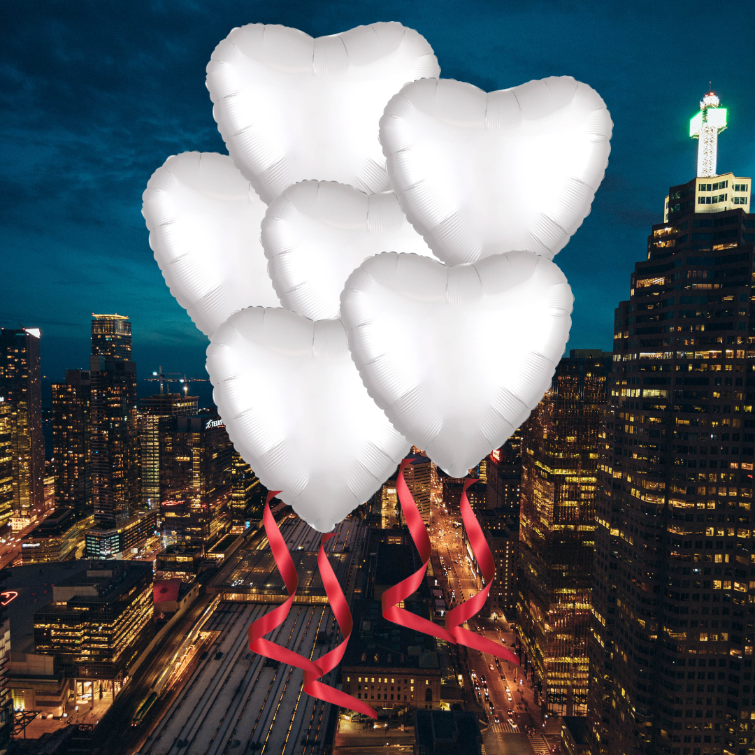 White Matte Finish Heart Shaped Balloon - Helium Quality - 18 inches - 1PC