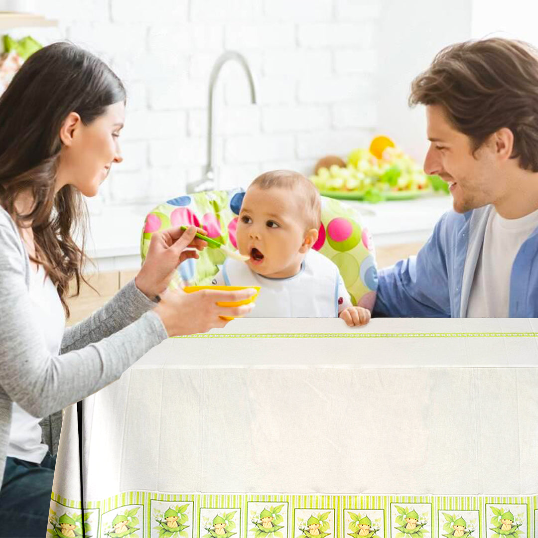 Sweet Pea in a Pod Theme Table Cover for Baby Shower - 54 in x 108 in - 1PC