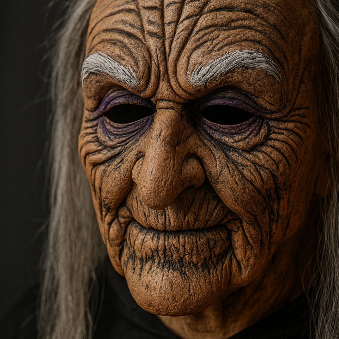 Realistic Old Woman Latex Halloween Mask - 1PC