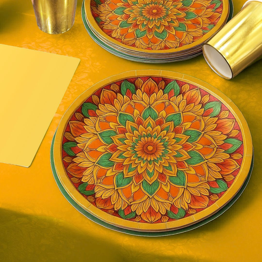 Traditional Festival or Mehendi/Haldi Snacks or Prasad Distribution Pates - 36PC