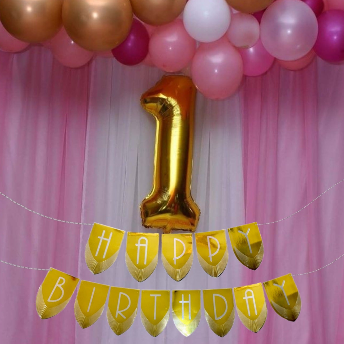 Happy Birthday Designer Banner Gold & Silver