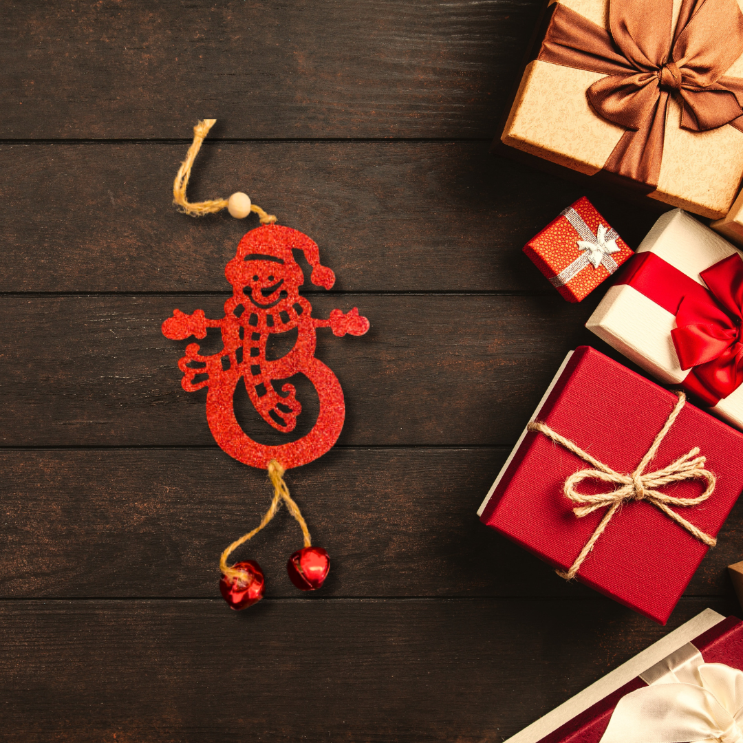 Christmas Tree Ornaments - Glitter Red Snowman Hanging Decoration - 1PC