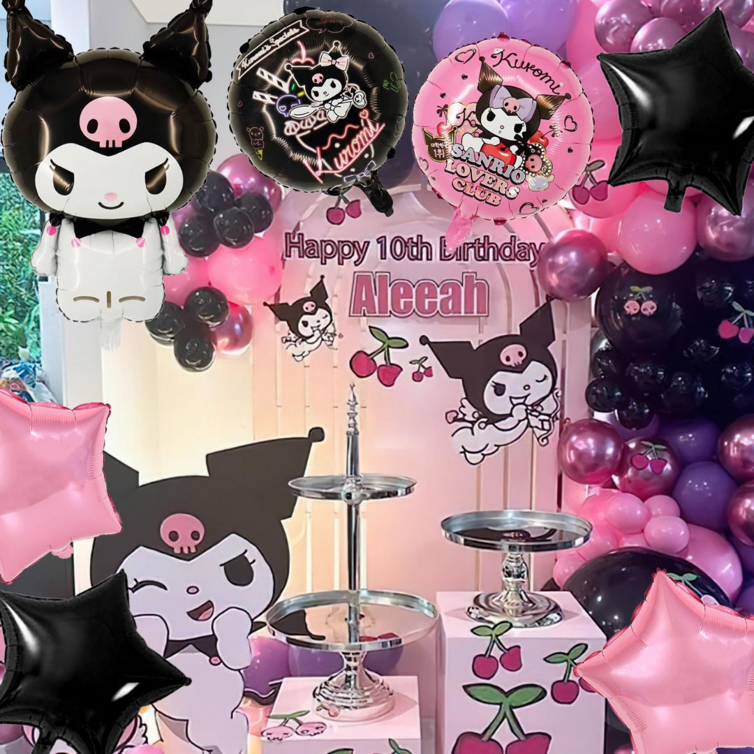 Kuromi Themed Birthday Balloon Set - 5PC