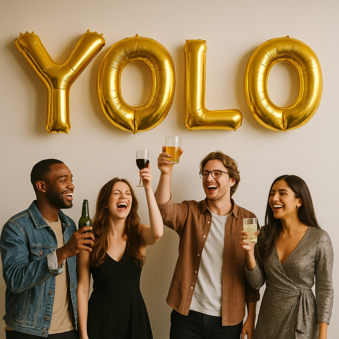 YOLO Foil Reusable Balloon - Helium Quality - 40 inches - 4PC SET