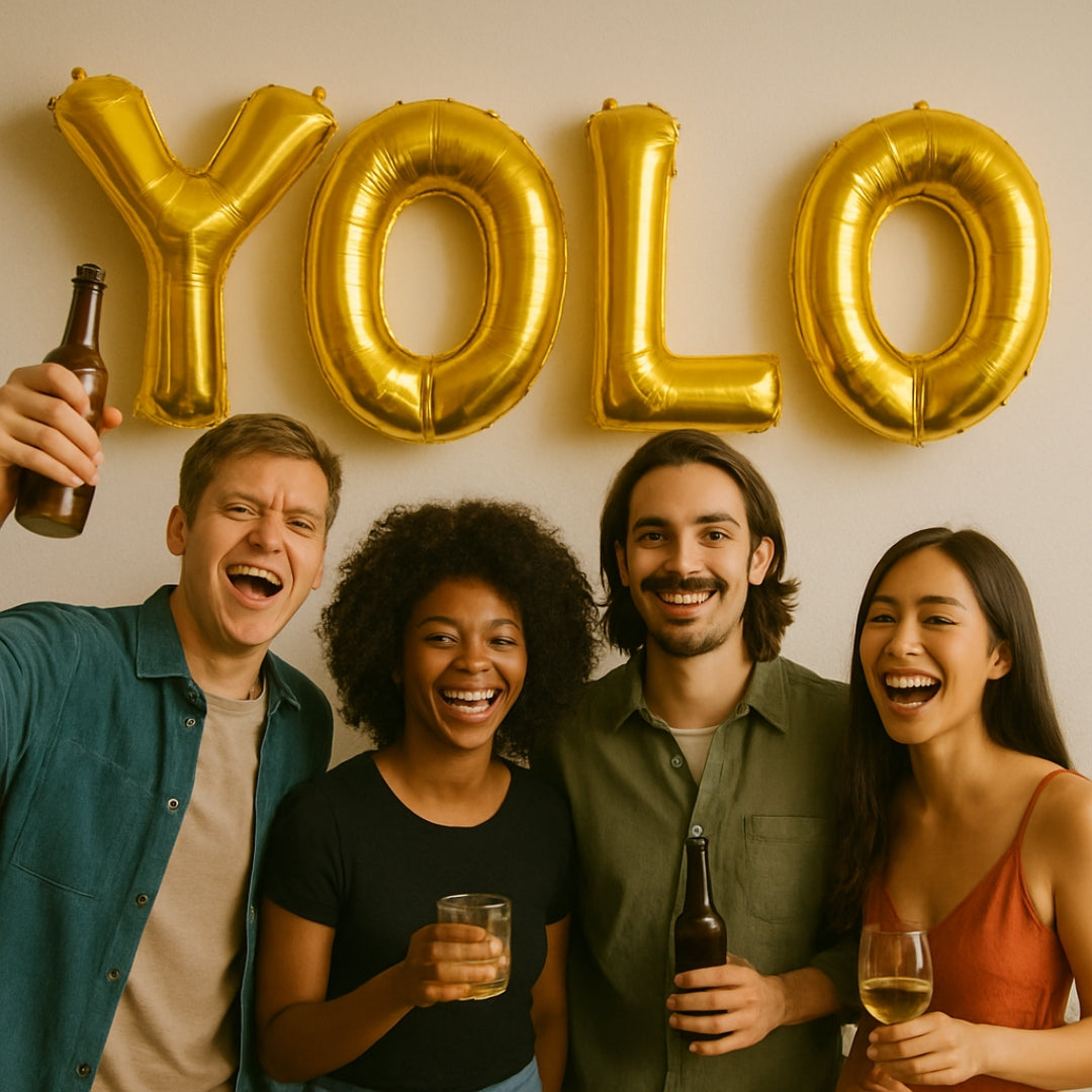 YOLO Foil Reusable Balloon - Helium Quality - 40 inches - 4PC SET