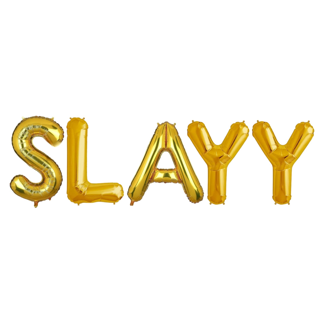 SLAYY Golden Foil Balloon Set - Helium or Air Filled - 40 inches - 5PC