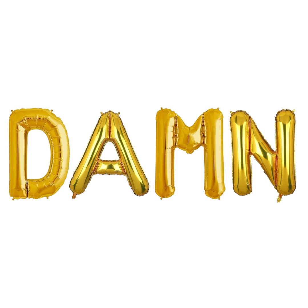 DAMN Golden Foil Balloon Set - Helium or Air Filled - 40 inches - 4PC