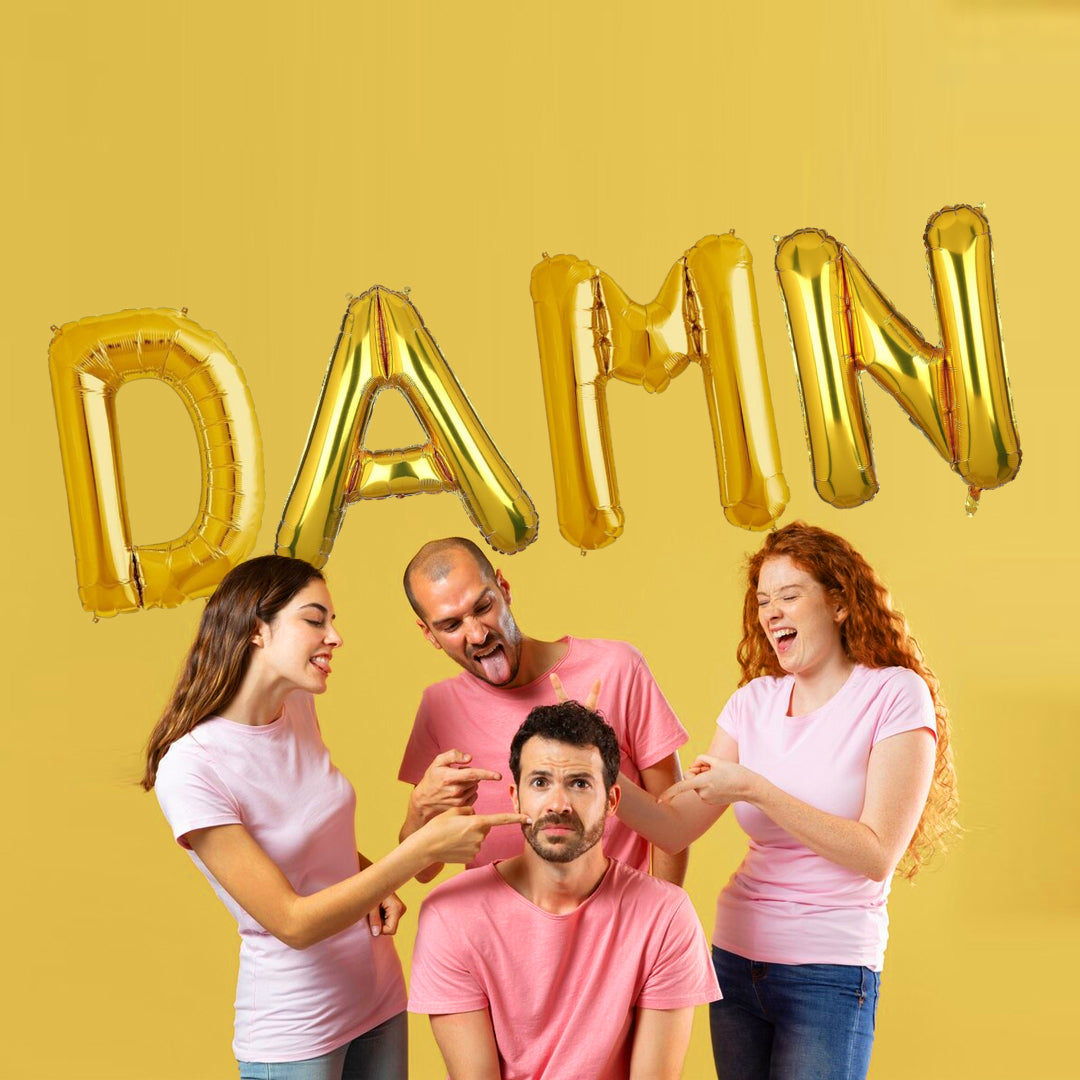 DAMN Golden Foil Balloon Set - Helium or Air Filled - 40 inches - 4PC