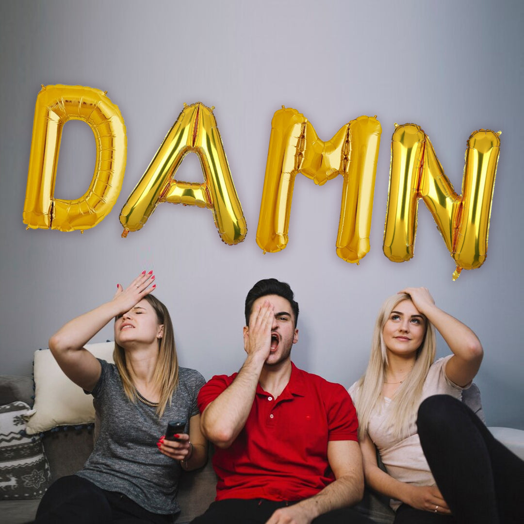DAMN Golden Foil Balloon Set - Helium or Air Filled - 40 inches - 4PC