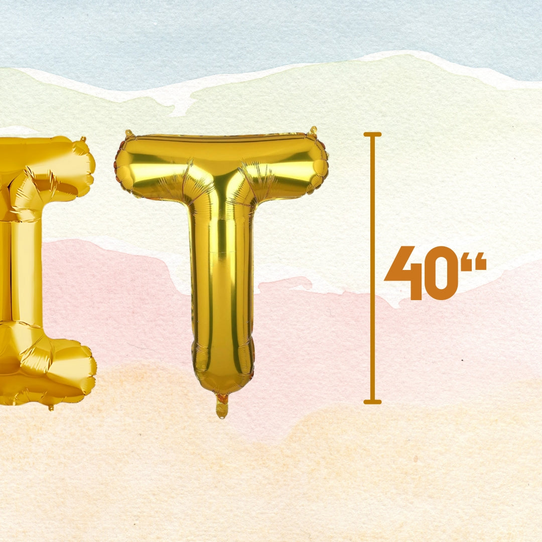 LIT Golden Foil Balloon Set - Helium or Air Filled - 40 inches - 3PC