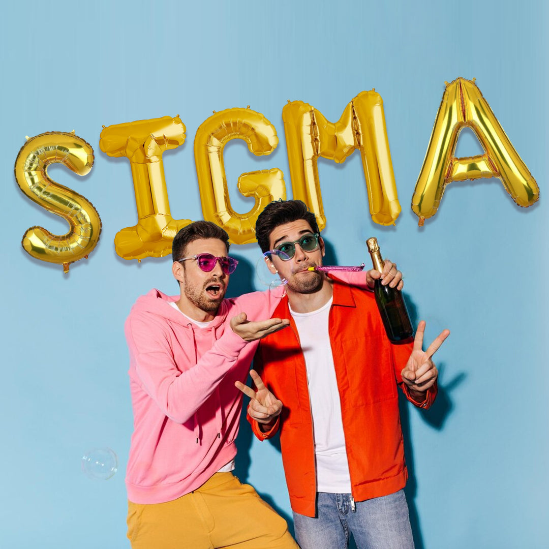 SIGMA Golden Foil Balloon Set - Helium or Air Filled - 40 inches - 5PC