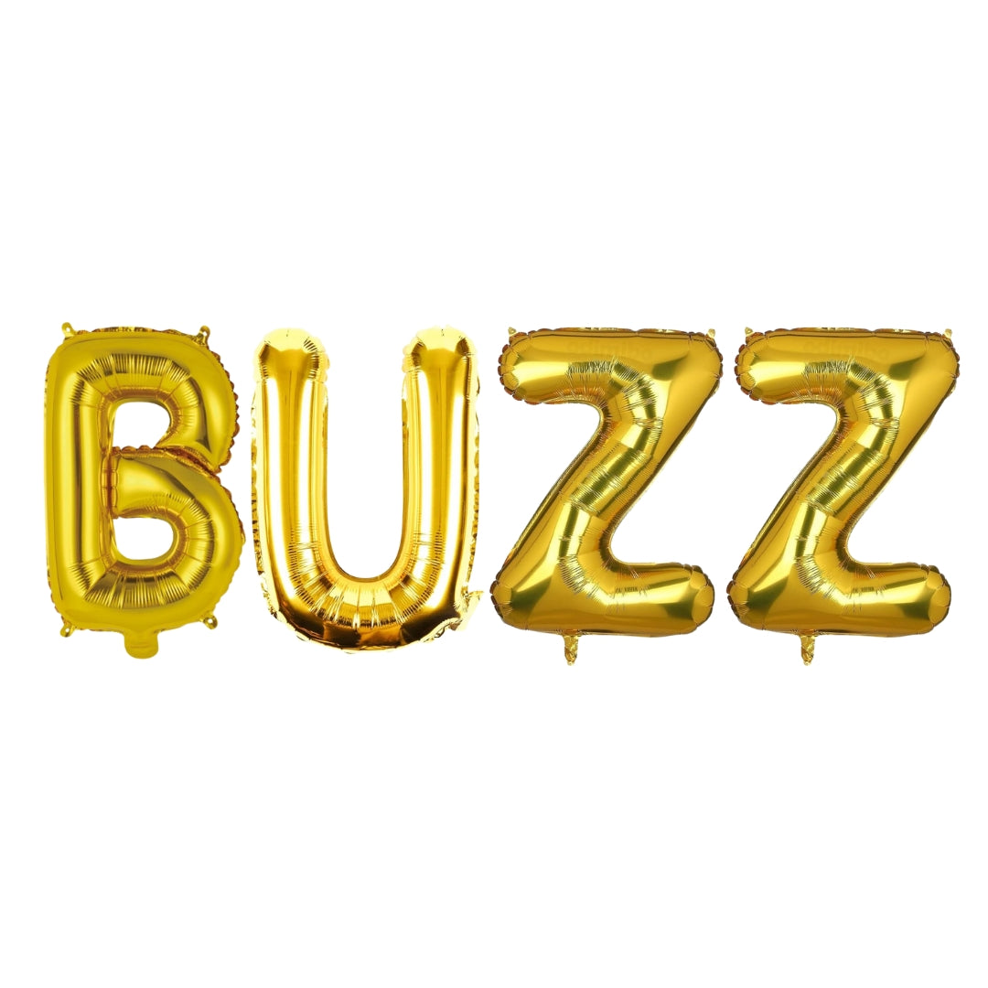 BUZZ Golden Foil Balloon Set - Helium or Air Filled - 40 inches - 4PC