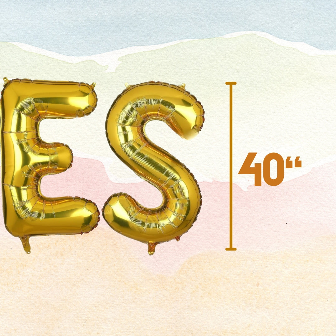 VIBES Golden Foil Balloon Set - Helium or Air Filled - 40 inches - 5PC