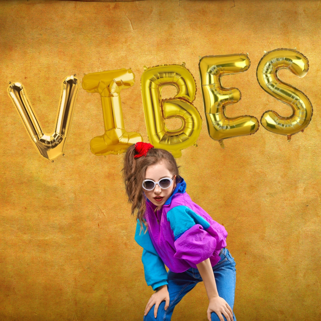 VIBES Golden Foil Balloon Set - Helium or Air Filled - 40 inches - 5PC