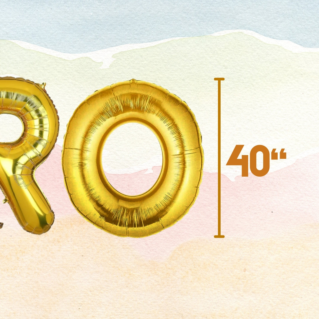 BRO Golden Foil Balloon Set - Helium or Air Filled - 40 inches - 3PC